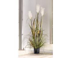Pianta decorativa artificiale con canne ed erba, in vaso, 120 cm