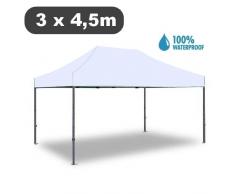 GrecoShop Gazebo Pieghevole Impermeabile Bianco in Alluminio 3x4,5m - M4358