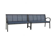 vidaXL Panca da Giardino Doppia 251 cm Nera in Acciaio e WPC