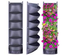 Danolt - Fioriera verticale da giardino da appendere, con 6 tasche, design innovativo, impermeabile, ideale per decorare il giardino o la casa (2020)