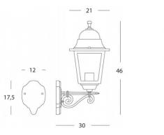 Lanterna Da Parete 'Quadrata' Tipo Ascendente. Struttura In Pressofusione Di Alluminio. Trattamento Anticorrosivo, Verniciatura A Polveri Epossidiche. Adatta Per Lampade Ad Incandescenza E A Risparmio Energetico. Attacco E27, Ip43.