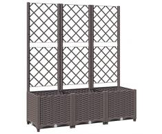 vidaXL Fioriera da Giardino con Graticcio Marrone 120x40x136 cm in PP