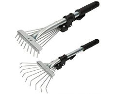 KOTARBAU® Robusta scopa a ventaglio 200 mm in metallo regolabile 25-100 mm mini rastrello corto con 9 denti scopa per foglie