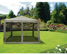 Galileo Casa Galileo 2179285 Dakar Gazebo con Zanzariera, Ferro, 3x3 mt, Écru, Ecru, 300x300x250 cm