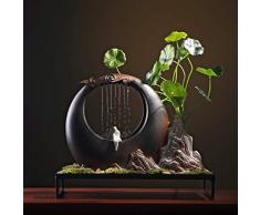 GETSO 110V-220V di Stile Cinese Zen Fontana in Ceramica Feng Shui di Scorrimento dellAcqua Waterscape Rain Curtain Paesaggio della Decorazione Mestieri Bonsai: A