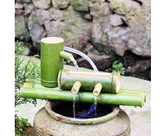 ADIS Fontana dAcqua Bassa in bambù Pompa Decorazione Zen Giapponese Cascata Cascata in bambù per Interni/Esterni Lunghezza 90 cm-Lunghezza 35 cm