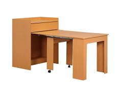 homcom Tavolo Pieghevole in Legno Truciolato, Tavolo Salvaspazio da Pranzo max 5 Persone per Spazi Limitati, 84x180x100 cm, color Legno