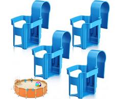 LATERN 4 Pezzi Portabicchieri a Bordo Piscina, 9CM x 7CM Portabevande in Plastica per Piscina Cestino per Tazze da Giardino Adatto a Barra Superiore Rotonda da 2 Pollici o Meno (Blu)