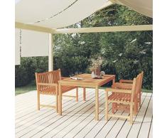 Tidyard Set 4 pz,Tavolo e Sedie da Giardino,per Esterno,Sala da Pranzo,in Legno di Teak,Set Tavolo e Panca e 2 Sedie da Pranzo da Giardino per Esterno in Legno,Set Mobili da Giardino,Terrazzo,Paio