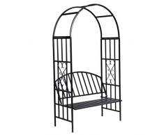 vidaXL Arco Giardino per Rose Metallo con Panchina Piante Rampicanti Pergolato