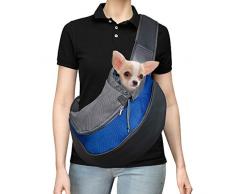 DMSL Tracolla per Cane, Senza Spalline per Cani, Borsa in Rete Traspirante Regolabile, Adatta per Cani di Piccola Taglia o Gatti per Viaggi allaperto, Adatta per Cani di Peso 2.5kg/5.5 lb - Blu