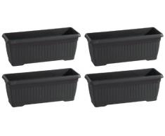 Cassetta da giardino in plastica inclusa riserva dacqua, antracite, 4 pezzi, 50 x 20 x 17,3 cm