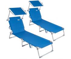 CASARIA® 2x Lettino Prendisole Pieghevole Spiaggia Alluminio Sdraio Tettuccio Giardino Mare 190cm Carico Max. 150 Kg