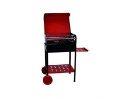 Barbecue A Carbone 'Stella' In Ferro Verniciato. Con Ruote E Ripiano Laterale. Griglia Acciaio Con Manici Frontali.