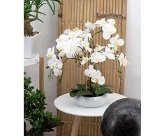 Linea decorativa | Orchidea bianca artificiale | 55 cm | festa della mamma | sensazione reale | 6 rami | taglio ceramica bianca | Composizione fiore artificiale | decorazione per la casa