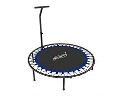 Physionics® Mini Trampolino - Pieghevole, con Maniglia Regolabile in Altezza, Diametro Ø 101 cm, Piedini Antiscivolo, da Interno e Esterno - Tappeto Elastico, da Fitness, Aerobica (Blu)