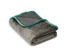 FLUFFINO® Coperta double-face per cani, di alta qualità, morbida e robusta, 150 x 100 cm, lavabile a 40 °C, grigia, coperta per cani grandi e piccoli, coperta per divano