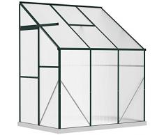 Outsunny Serra da Giardino in Policarbonato e Alluminio per Piante con Porta Scorrevole e Finestra di Ventilazione , 192x127x220cm