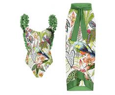 ORANDESIGNE Costume da Bagno Donna Due Pezzi Brasiliana Sexy Completo Vita Alta Piscina Curvy Costume da Mare Push Up Bikini E Gonna Set Spiaggia Swimwear Beachwear a-04 M