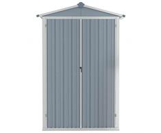 Keketa Capanno da Giardino Casetta Attrezzi Giardino Casetta da Giardino in Lamiera Ripostiglio da Esterno Casetta da Giardino in PVC Grigio 107,5x46x183 cm in Acciaio Zincato