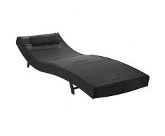 Mendler Lettino Regolabile da Esterno Savannah Acciaio polyrattan 220x70x88cm Antracite con Cuscino Nero