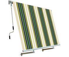 Tenda da sole per balcone con sistema a caduta ECRU/VERDE 250x250 cm PAPILLON
