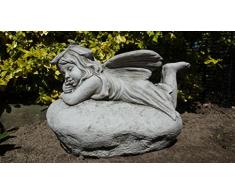 Grande fata su roccia – a mano in pietra ornamento da giardino/statua/scultura