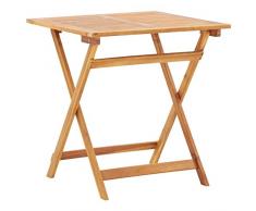 vidaXL Tavolo da Giardino Pieghevole con Foro Ombrellone Rustico Robusto Tavolino Arredi per Esterni 70x70x75 cm Naturale Legno Massello dAcacia