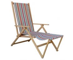 Sdraio mare in legno richiudibile con poggiapiedi reclinabile 2 posizioni(Fantasia Rosso)