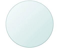 vidaXL Piano Tavolo in Vetro Temperato Rotondo 800 mm Interni Esterni Ripiano