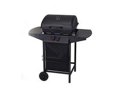 Vetrineinrete® Barbecue a gas cottura pietra lavica grill 2 bruciatori con ruote 48,5 cm termometro 2 piani laterali grilia grill Z50