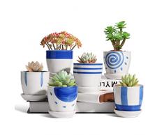 T4U 7CM Vasi per Piantine Set di 6, Vaso in Ceramica per Piante Grasse da Interno, Vasetti Piccolo per Succulenta, Cactus e Erba (Pianta non Inclusa)