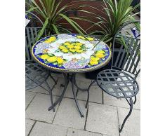 Casa Padrino Set di Mobili da Giardino in Ferro Battuto Art Nouveau di Lusso Multicolore/Grigio - 1 Tavolo da Giardino Rotondo e 2 Sedie da Giardino - Mobili da Giardino - Fatto in Italia