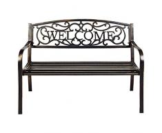 COSTWAY Panchina da Esterno in Metallo, Pancha da Esterno con Schienale, Sedile Ampio e Braccioli Ergonomici, Panchina da Giardino, Balcone e Cortile, Portata 320 kg, 127 x 63,5 x 89 cm (Bronzo)