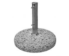 FRANKYSTAR Base per ombrellone da Ø 45 cm/25kg in cemento e ghiaia con portapalo da 30cm con foro regolabile 34-42mm
