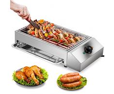 TELAM Barbecue Elettrico Portatile,2500W griglia elettrica barbecue 50-300℃ Temperatura Regolabile Senza Fumo griglia Acciaio Inox con Griglia Rimovibile/Vassoio Dellolio,per Interni Esterni