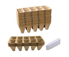 Vasetti Per Piantine Biodegradabili,germinatore Per Semi,pot Plant Tray Semenzaio Per Orto,orto in Serra Mini Serre Serra Da Balcone Piccola Germinazione Vassoi (20pc, 10 Griglie)