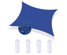 Vela Ombreggiante 2X2m Tenda a Vela Parasole da Esterno Anti-UV Impermeabile Resistente a Strappi Protezione Solare Facile da Installare per Giardino Verande Cortile, Blu Scuro
