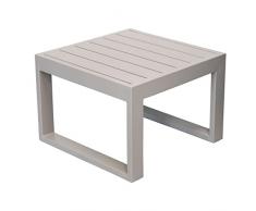 Briconess.com Tavolino basso quadrato 45x45 cm da esterno giardino per salotto con struttura in alluminio e piano effetto doghe Milos