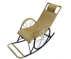 LLSS Leisure Lazy Lounge Chair, Tridimensionale Intrecciato in Rattan Siesta reclinabile/poggiatesta Rotondo Design a Forma di Ruota Chaise Longue Adatto per la terrazz