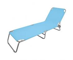 Lettino Mare Pieghevole Portatile Struttura in Metallo Tessuto Oxford Celeste Spiaggia Mare Piscina Giardino Pratiko Life