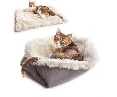 MAIYADUO Super Morbida Cuccia per Gatto e Cane Interno, Peluche 2 in 1 Cuscino per Gatti, Letto per Cani di Piccola Taglia, 61cm x 51cm