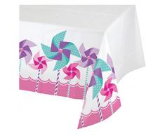 TOVAGLIA DA TAVOLA GIRANDOLA ROSA ADDOBBO FESTA COMPLEANNO 1 ANNO BAMBINA