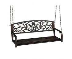 Relaxdays Dondolo Sospeso, Panca da Giardino da Appendere, Panchina in Metallo, 2 Posti, HLP: 190x133x55 cm, Nero Bronzo