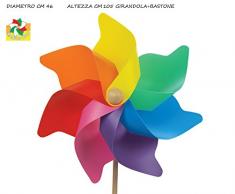 Girandola a Vento Bambini Mulino a Vento Giardino scaccia Uccelli Diametro cm 46, altezza: 105 cm totali, girandola+bastone