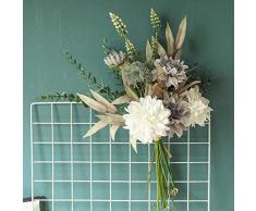 Weldomcor Fiori Artificiali Ortensia, Mazzo di Fiori Artificiali in Seta Composizioni Floreali Miste Di Plastica Fiori Artificiali per Decorazione Nuziale Domestica Tavolo Soggiorno, Viola e Bianco
