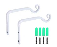 2 Pezzi staffe per cestini da Appendere, Lanterne da Giardino Ganci da Parete per Piante Staffa da Appendere a Parete in Ferro per Vaso di Fiori, mangiatoia per Uccelli, Campana a Vento, 15 cm