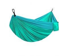Amaca da campeggio portatile in nylon leggero, amaca portatile da giardino, per campeggio, terrazza, cortile, portico, spiaggia, cortile, esterno e interno