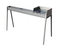 LISA s.r.l. Canalina Cuoci Arrosticini con Barbecue paratia e griglia 100+40 cm Torino Grill a Carbone in Ferro