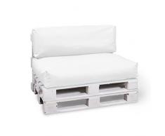 BuBiBag Cuscino per Panca con Pallet - Set di 2 - imbottitura 120 x 80 x 15 cm + cuscino per schienale 120 x 40 x 15 cm, per interni ed esterni , bianco, 120x80x15cm + 120x40x15cm